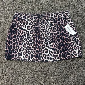 PacSun Leopard Print Denim Mini Skirt